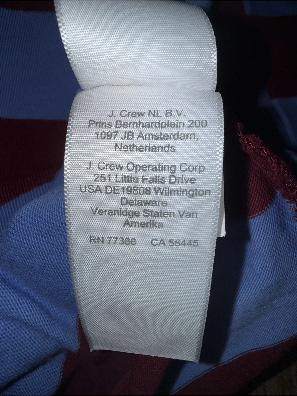 J. Crew Women’s Light Blue and Burgundy Striped Rugby Polo with White Collar